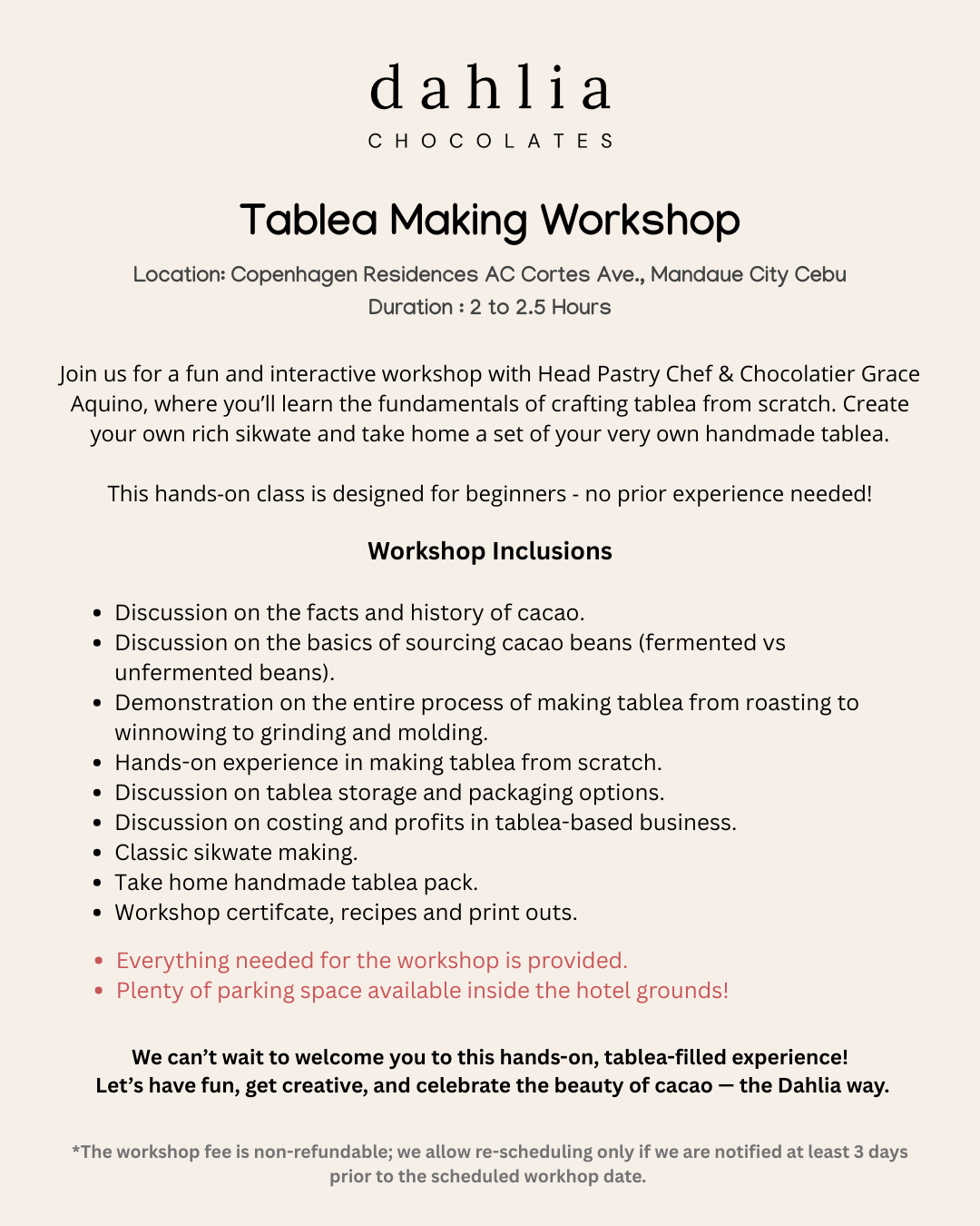 Tablea Making Workshop