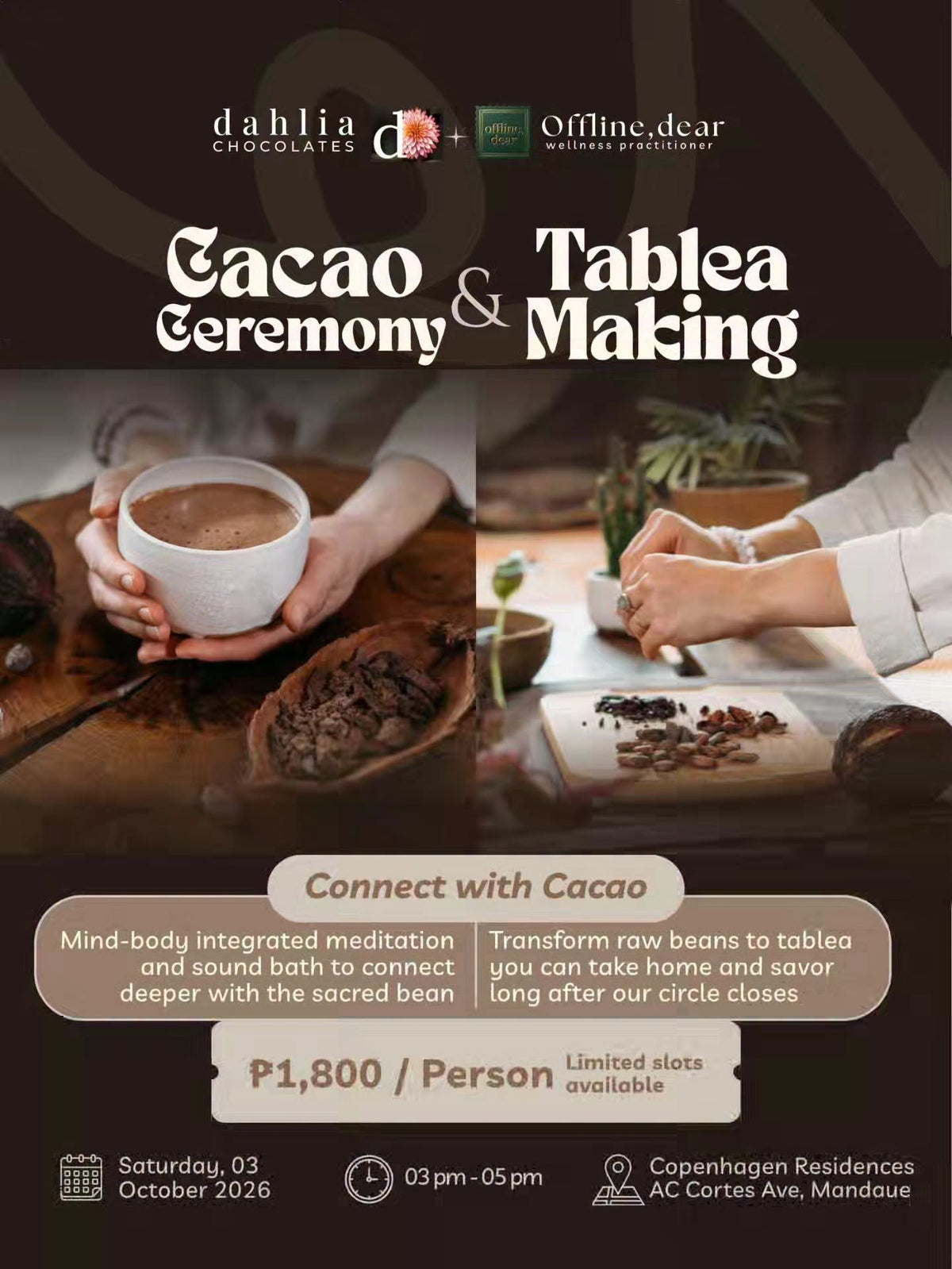 Ceremonial Cacao and Tablea Making Workshop | October 3rd